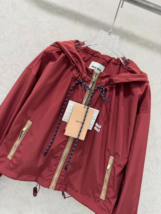 Miu Miu Jackets & Blazers - Miu Miu Burgundy Hooded Sun Protection Coat
